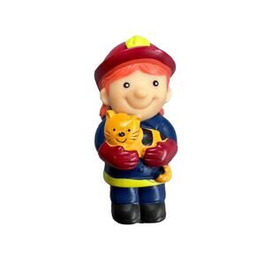 BATTAT GIRL FIREFIGHTER WITH CAT ADVENTURE HERO FIGURE WOMAN FIRE FIGHTER TOY